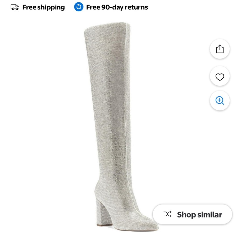 INC Silver Rhinestone Knee-High Boots